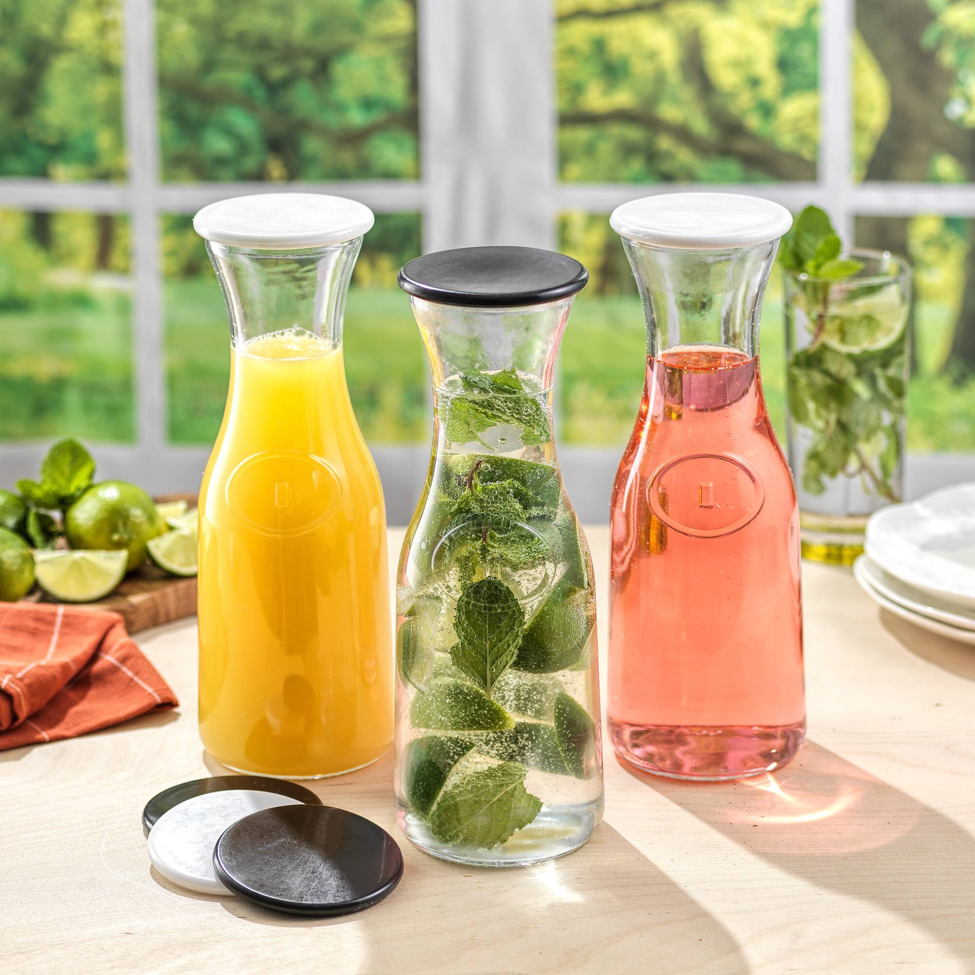 JoyJolt® 35oz. Hali Glass Carafe Bottle Pitchers Set